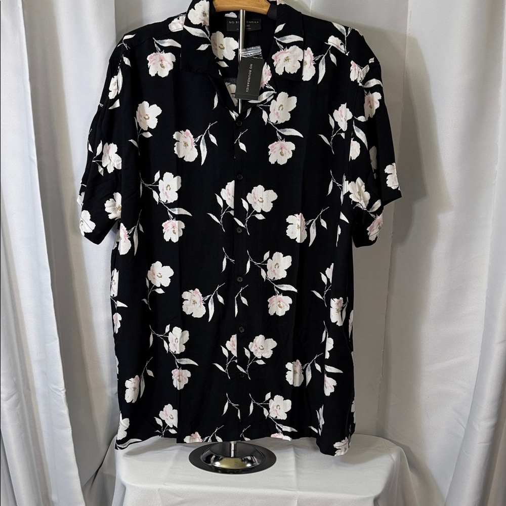 No Boundaries Black and White Floral Button Down Shirt